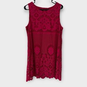 Sophie Max Lace Sleeveless Shift Dress - Pink Size L NWT